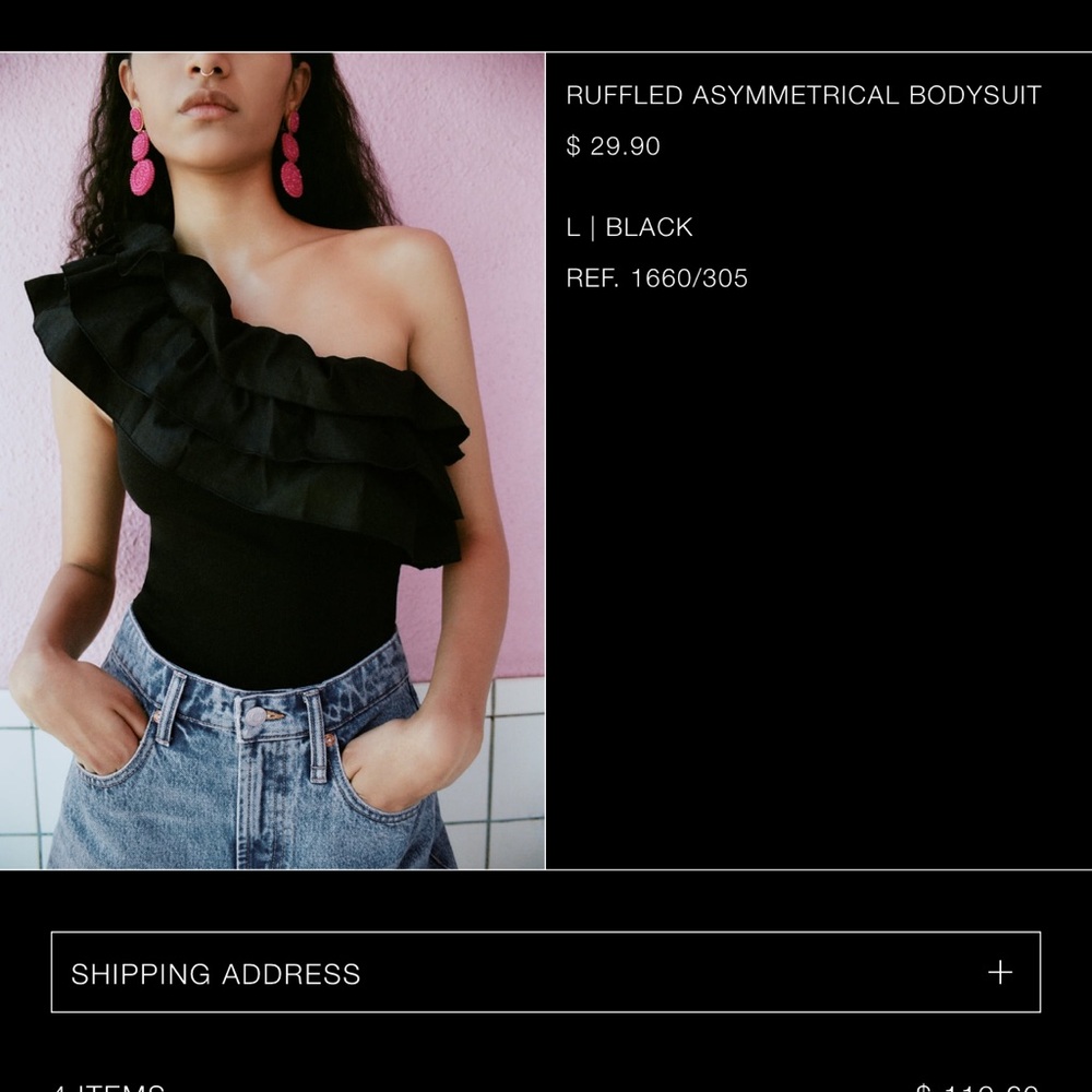 Zara black asymmetrical top (worn once)